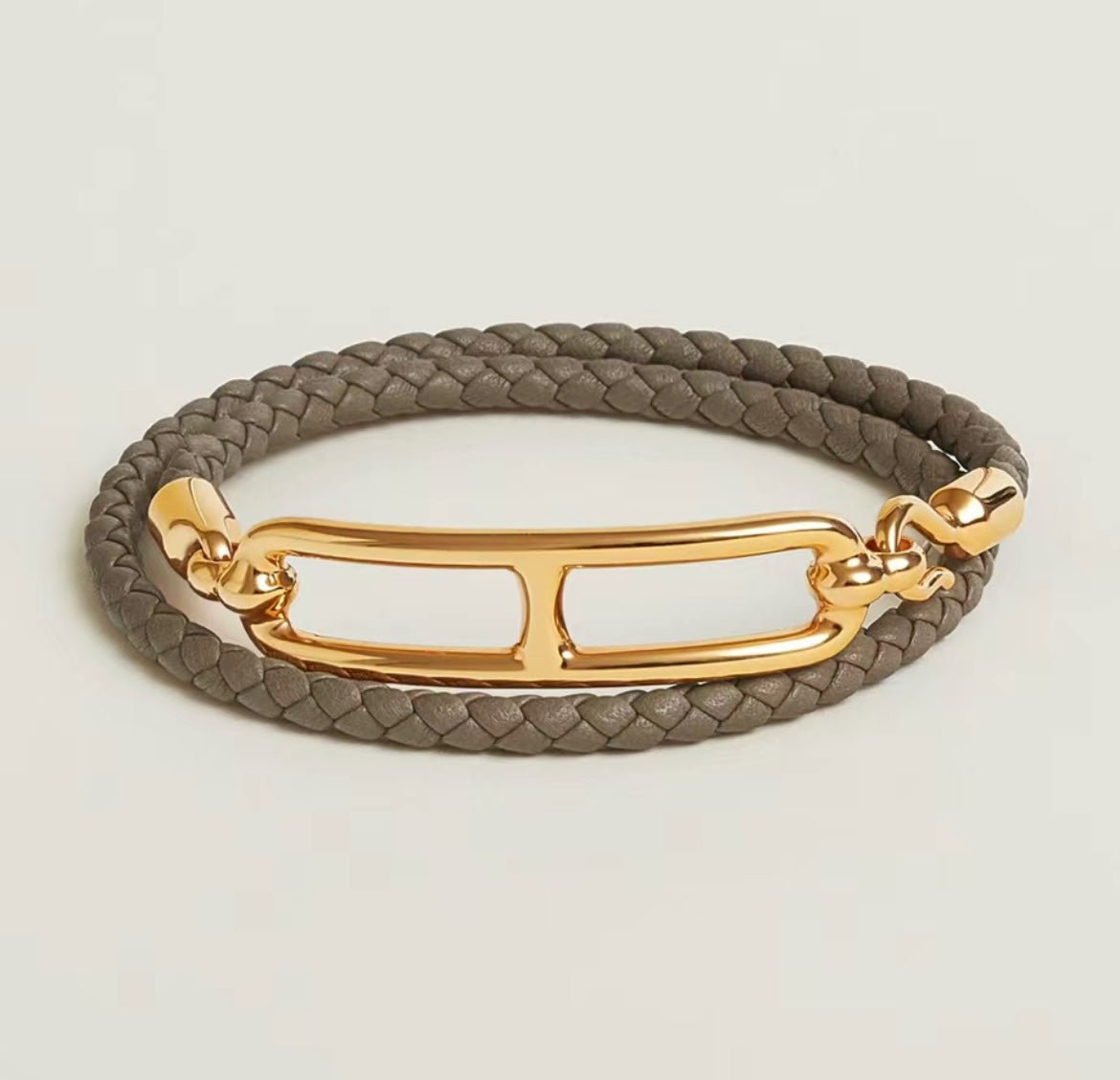 Hermes Roulis Double Tour Grey Bracelet - 18K Gold