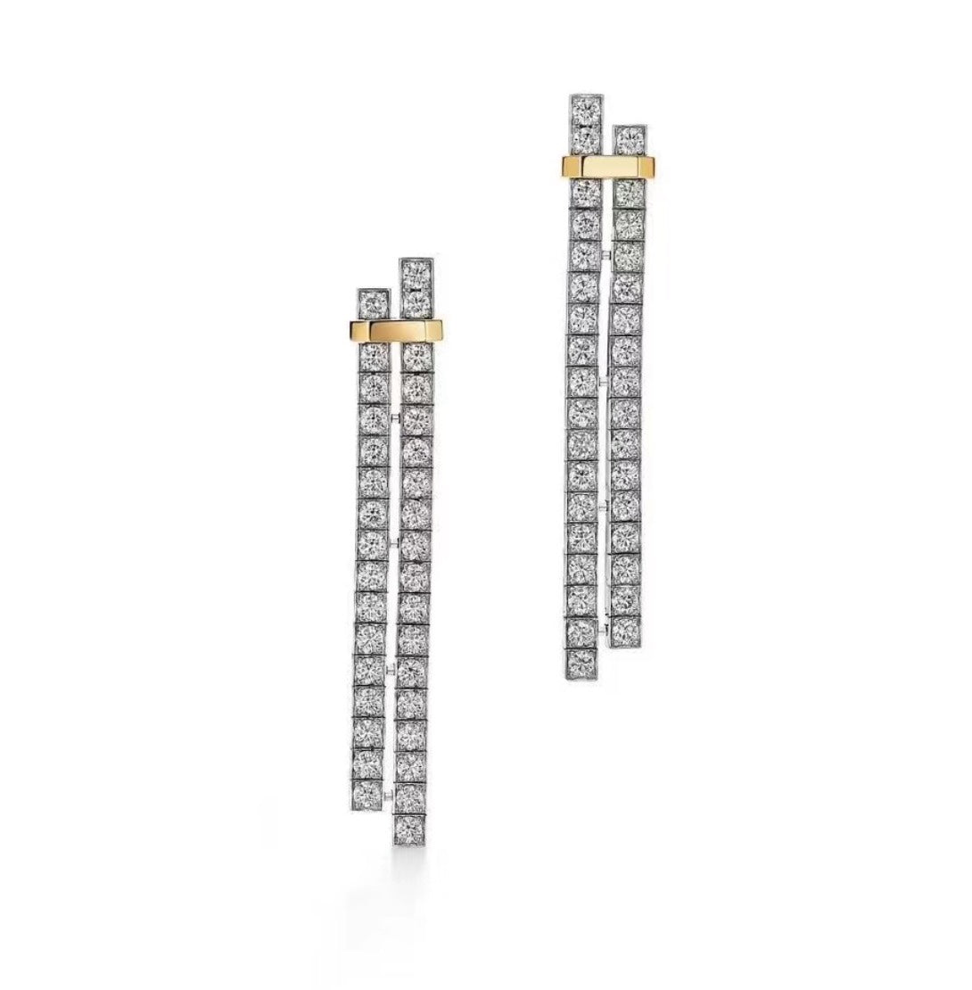 Tiffany Edge Drop Earrings - 18K Yellow Gold