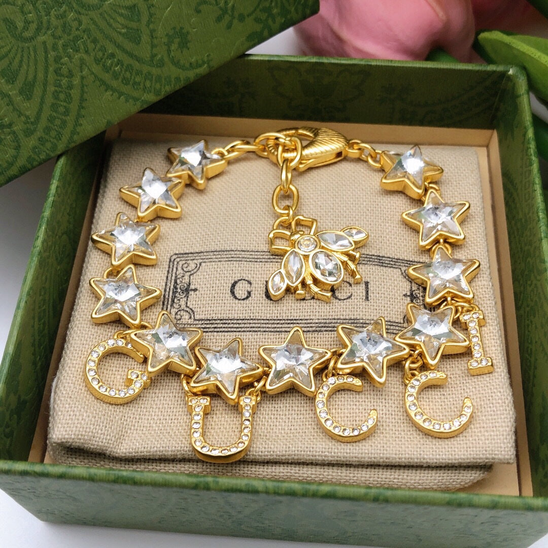 Gucci Double G Script Crystal Bracelet