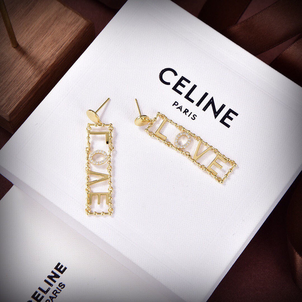 Celine Triomphe LOVE Diamond Earrings - 18K Yellow Gold