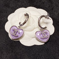 Chanel Purple Heart Earrings - 18K Yellow Gold