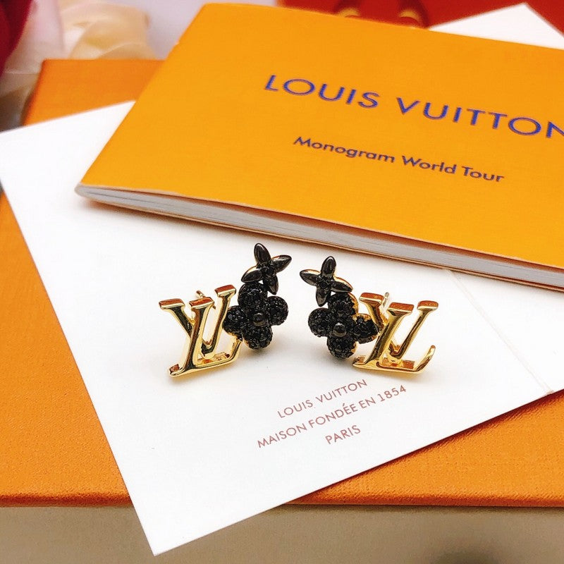 Louis Vuitton Black Blossom Earrings - 18K Yellow Gold