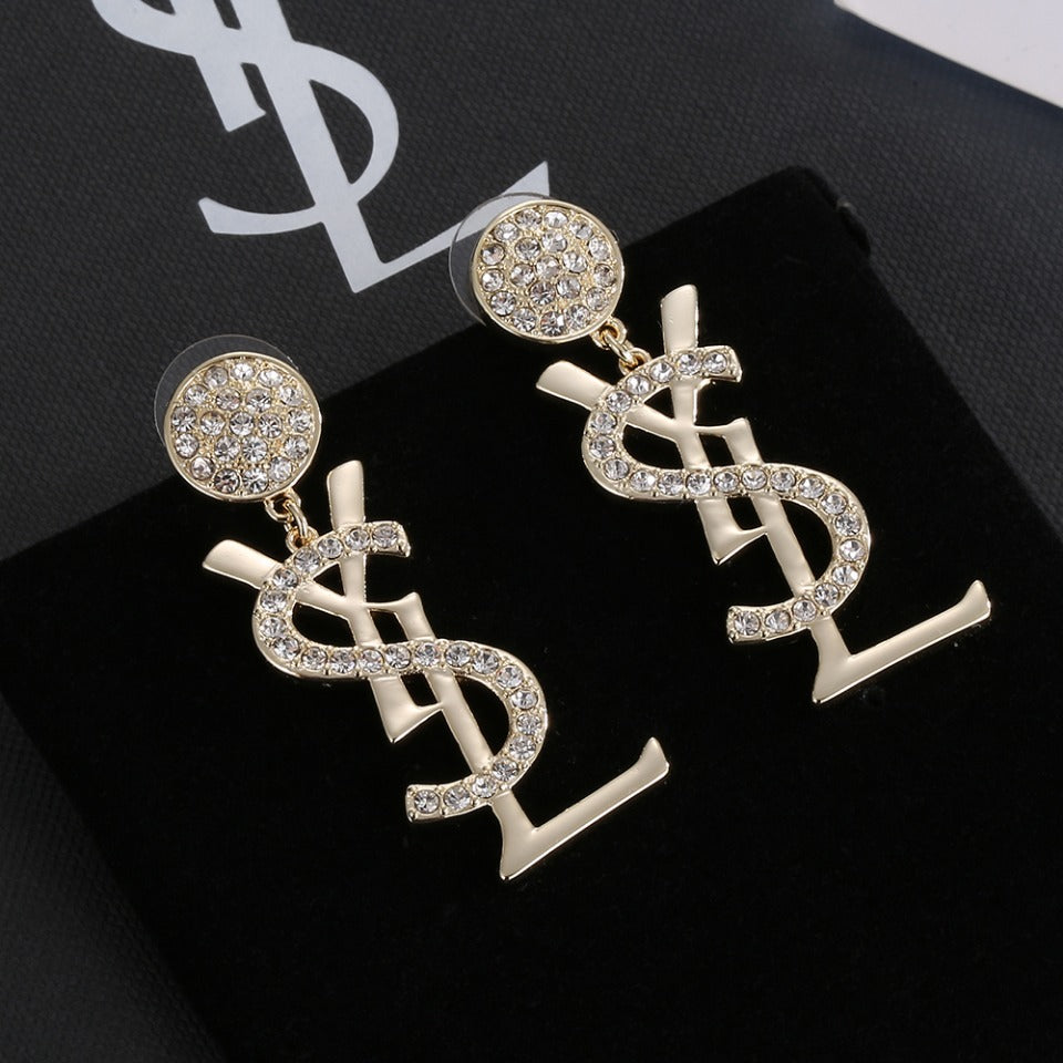 YSL Diamond Earrings - 18K Yellow Gold