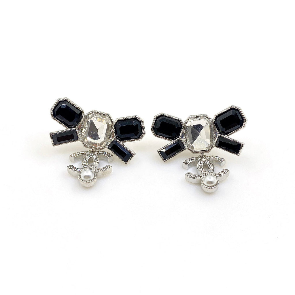 Chanel Bow Tie Crystal Earrings - 18K White Gold