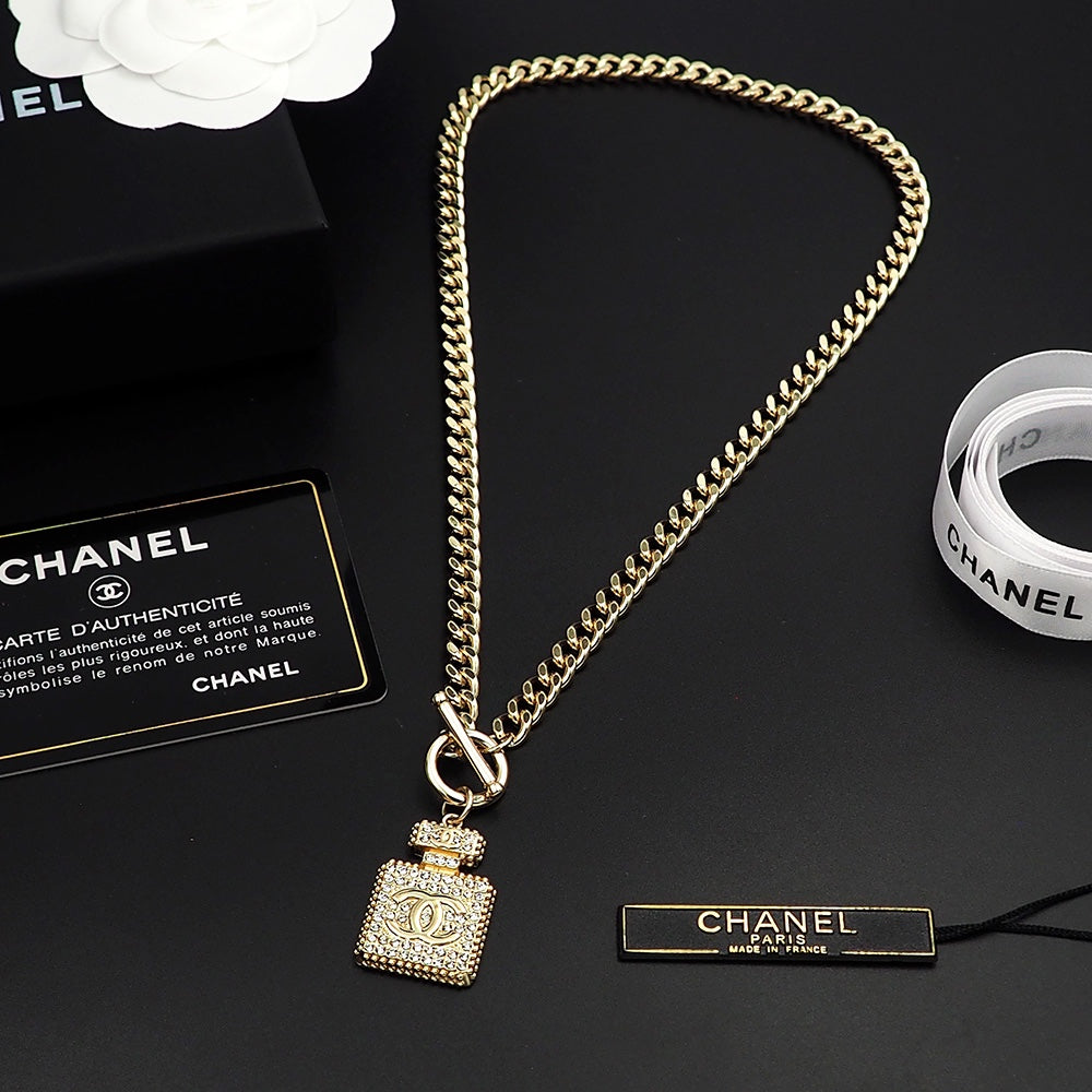 Chanel Diamond Perfume Bottle Pendant Necklace