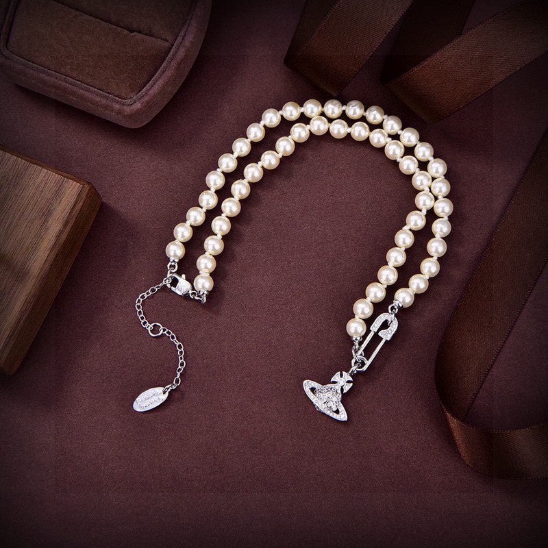 Vivienne West Mini Bas Relief Pearl Necklace