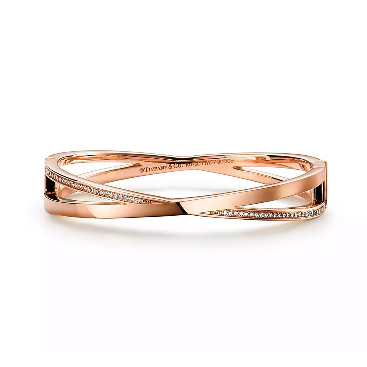 Tiffany Atlas x Narrow Hinged Bangle Bracelet - 18K Gold