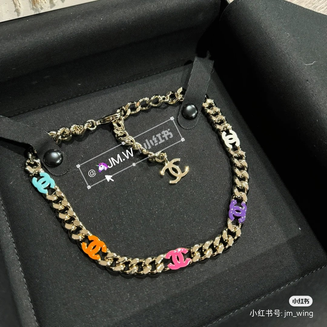 Chanel Color Logo Chain Necklace