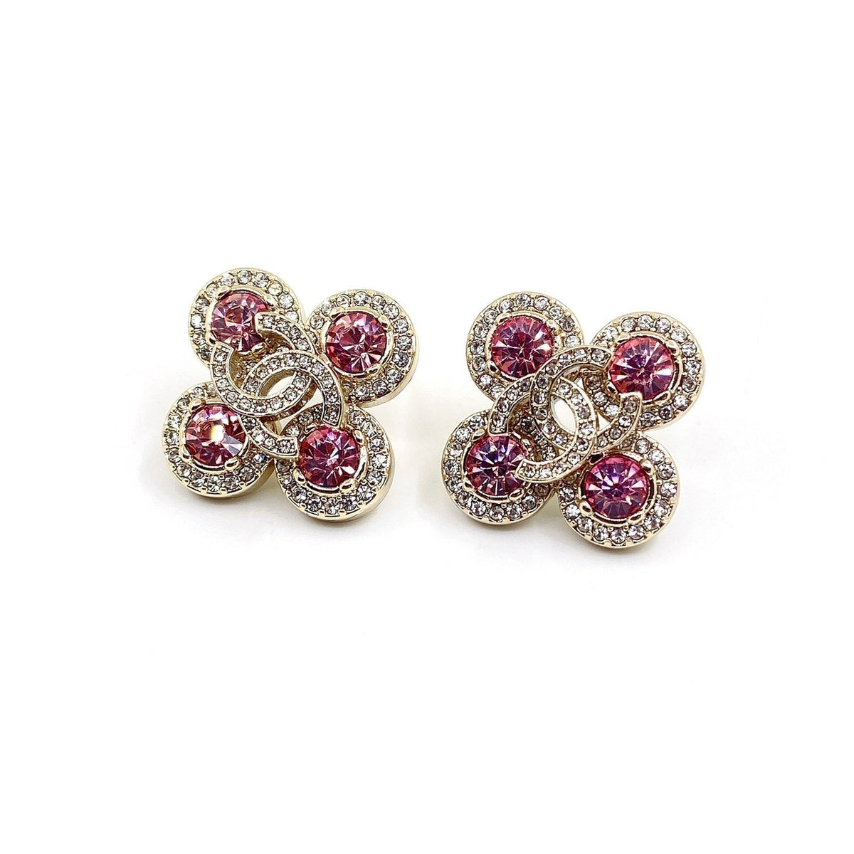Chanel Pink Diamond Earrings - 18K Yellow Gold