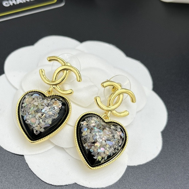 Chanel Multi-Color Crystals Heart Earrings - 18K Yellow Gold