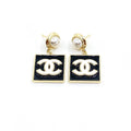 Chanel Square Pearl Pendant Earrings - 18K Yellow Gold