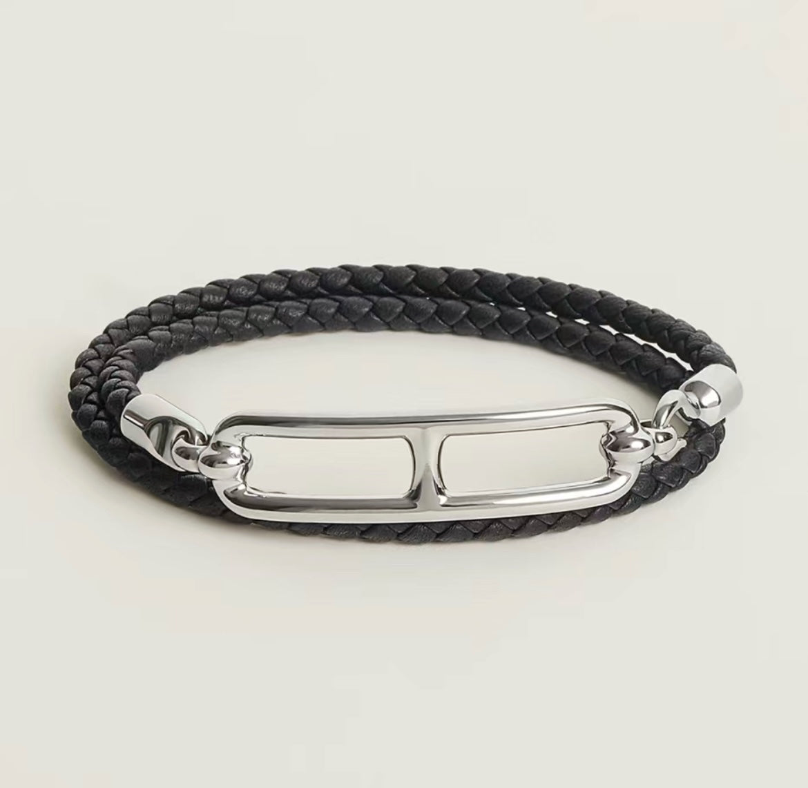 Hermes Roulis Double Tour Black Bracelet - 18K Gold
