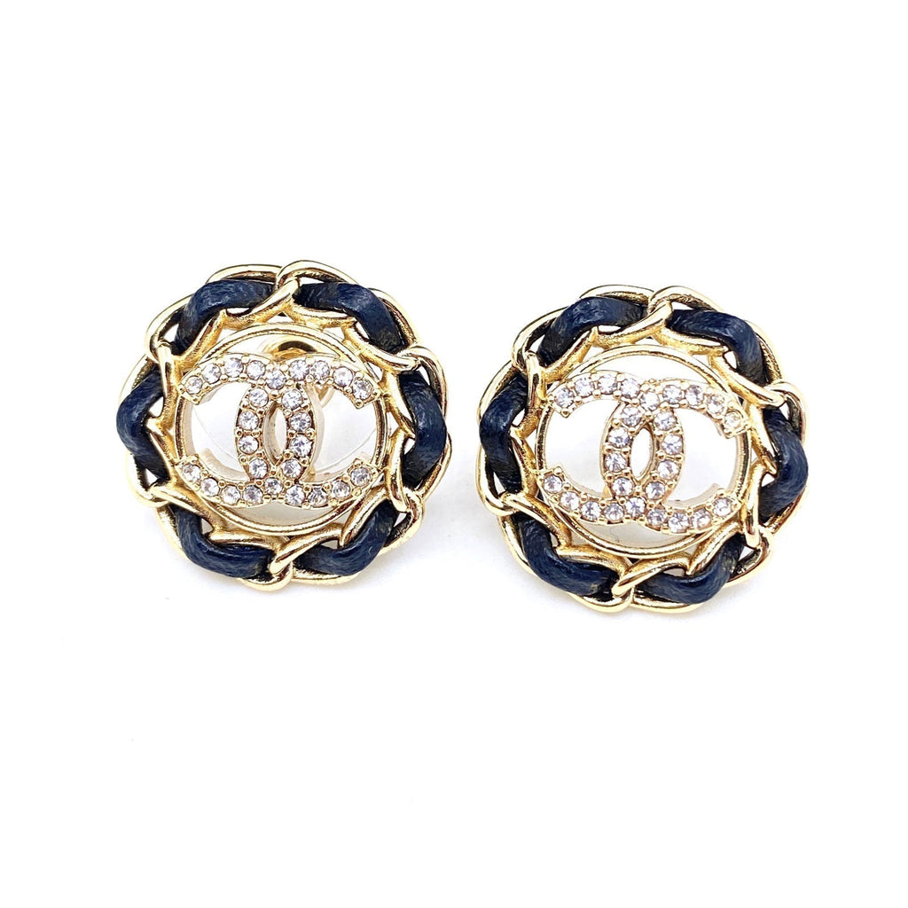 Chanel Black Leather Earrings - 18K Yellow Gold