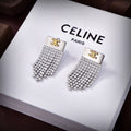 Celine Triomphe Diamonds Tassel Earrings - 18K Yellow Gold