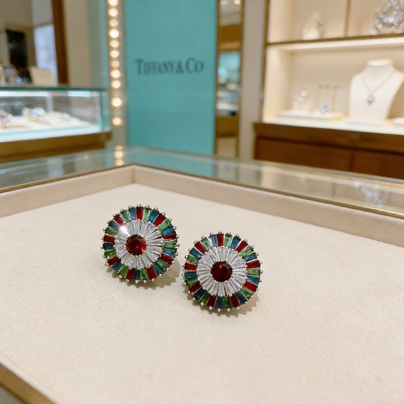 Tiffany Color Crystal Earrings - 18K White Gold