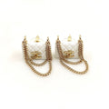 Chanel White Bag Earrings - 18K Yellow Gold