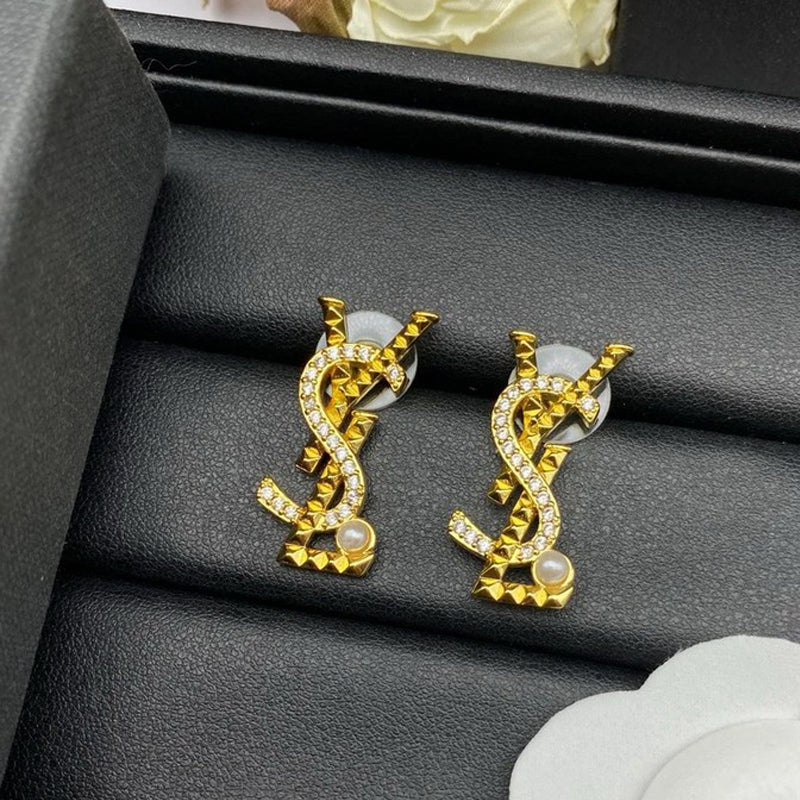 YSL Gold Diamond Earrings - 18K Gold