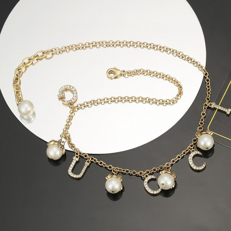 Gucci Double G Pearl Necklace