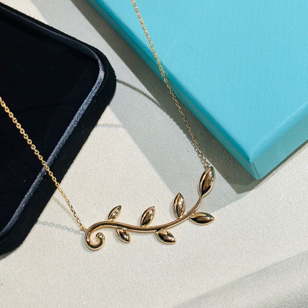 Tiffany Olive Leaf Vine Pendant Necklace