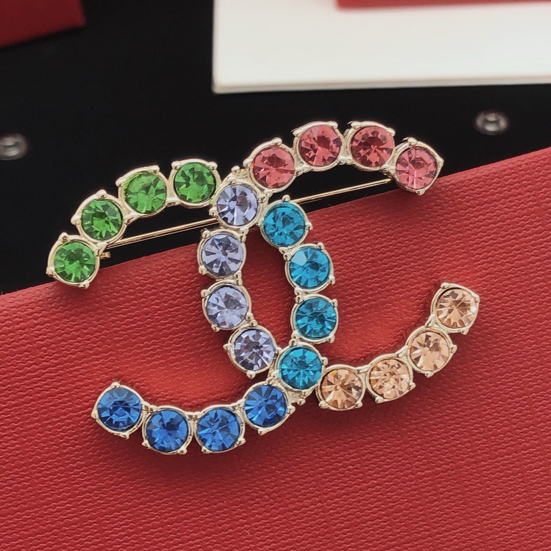 Chanel Color Crystal Brooch