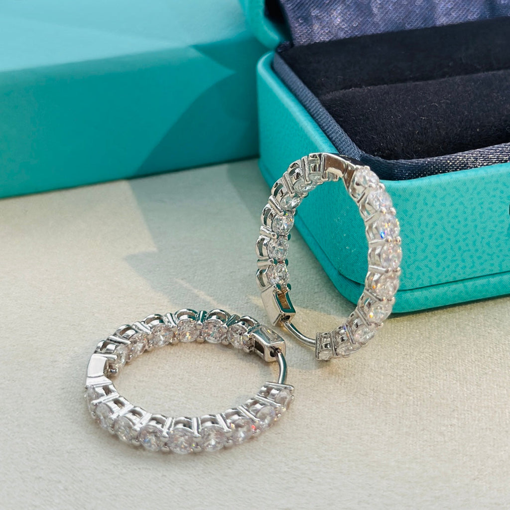 Tiffany Hoop Moissanite Earrings - 18K White Gold