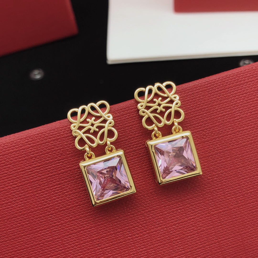 LOEWE Anagram Crystal Earrings - 18K Gold