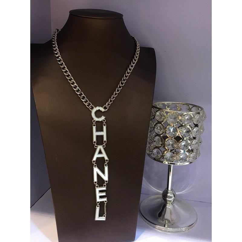 Chanel 22S Big White Logo Necklace