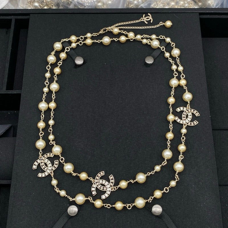Chanel Long Pearls Gold Necklace