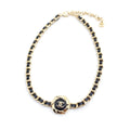 Chanel Rhinestone Leather Choker Necklace