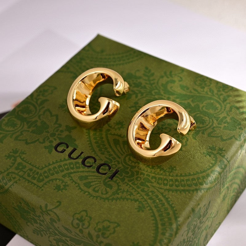 Gucci Double G Logo Earrings - 18K Yellow Gold