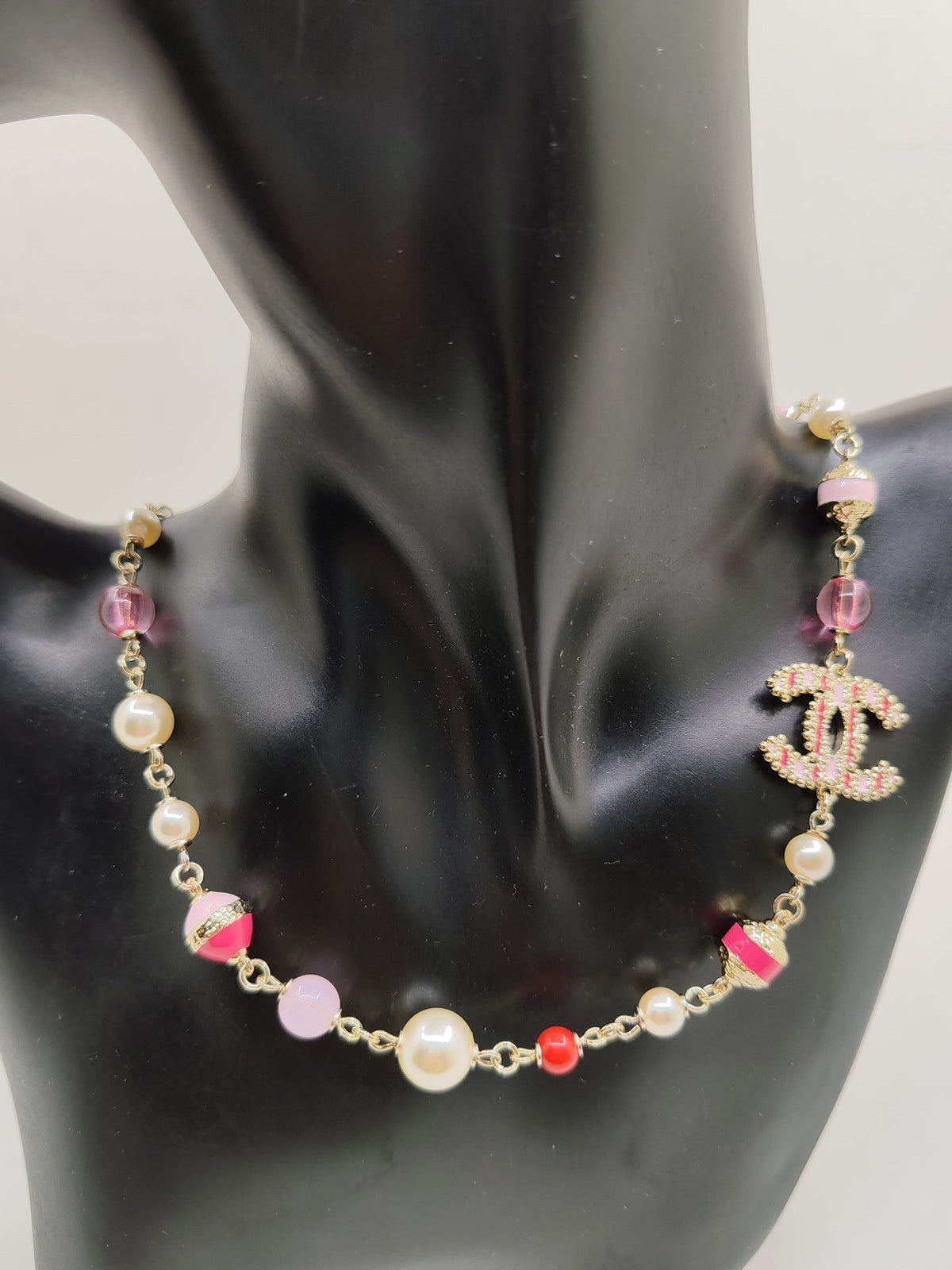 Chanel Pink & White Pearl Necklace