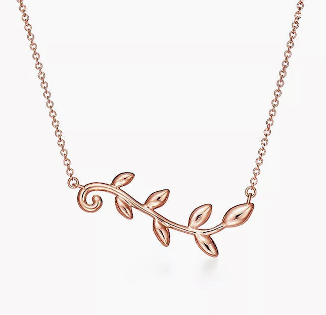 Tiffany Olive Leaf Vine Pendant Necklace