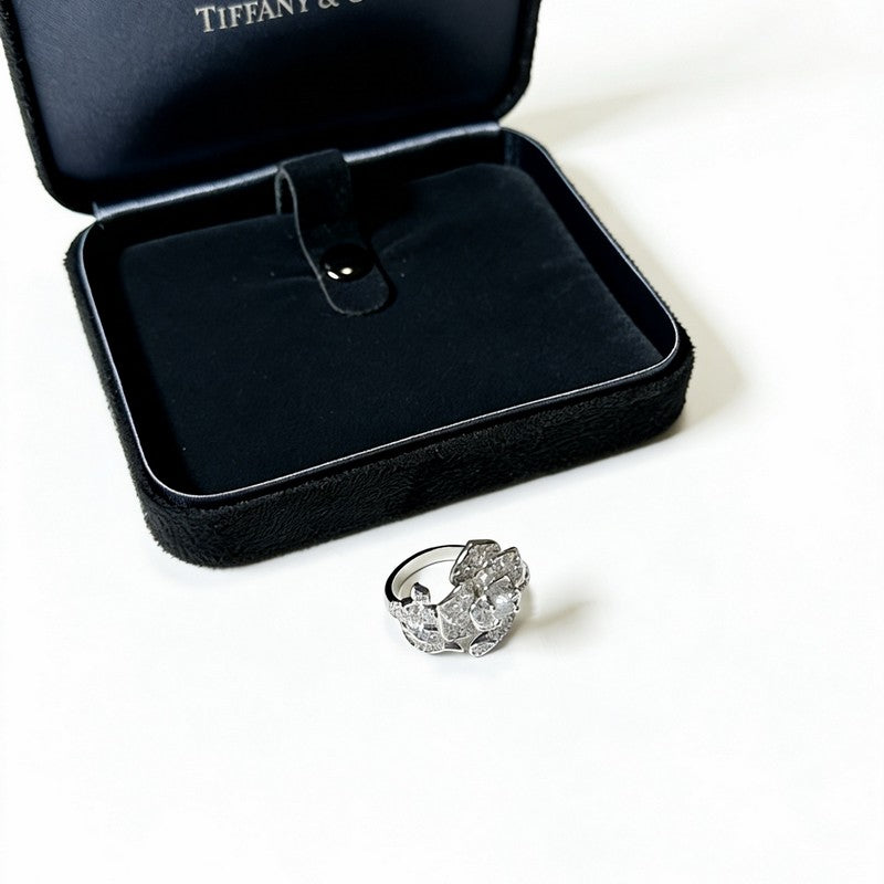 Tiffany Flower Moissanite Ring - 18K White Gold