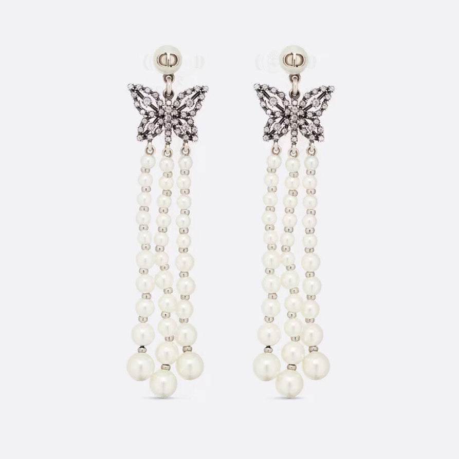 Dior Pearls Tassel Long Earrings