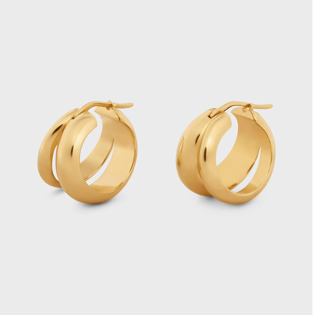 Celine Triomphe Formes Abstraites Hoops Earrings - 18K Yellow Gold