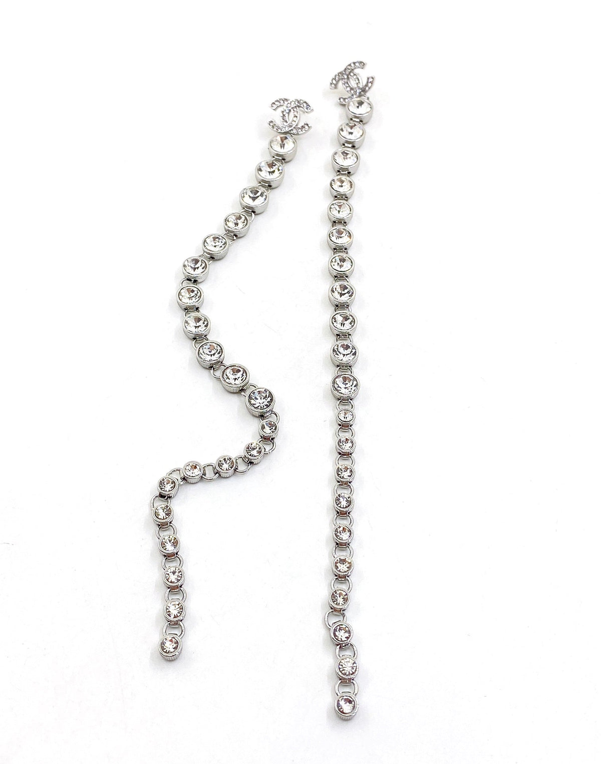 Chanel Long Crystal Earrings - 18K White Gold
