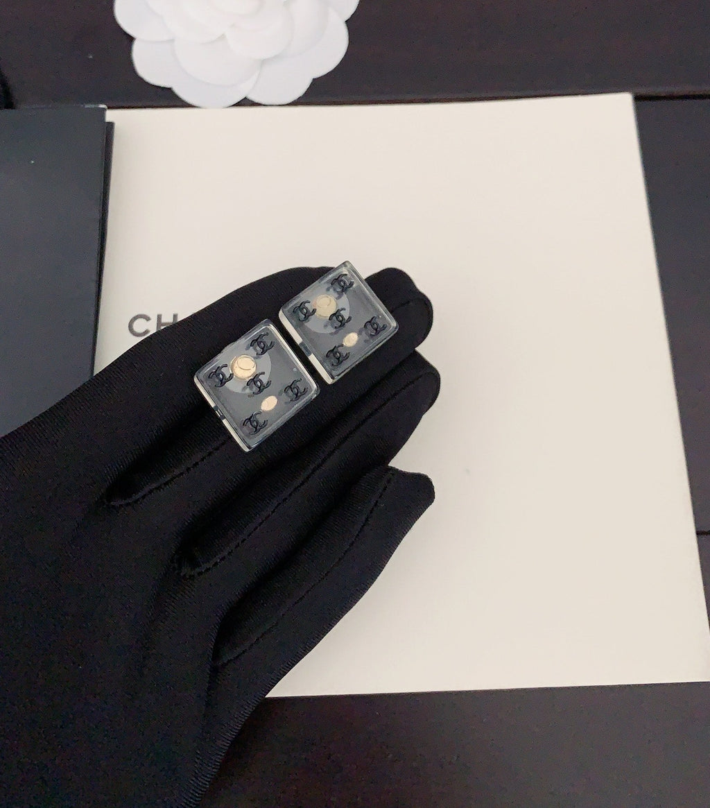 Chanel Transparent Resin Earrings - 18K Yellow Gold