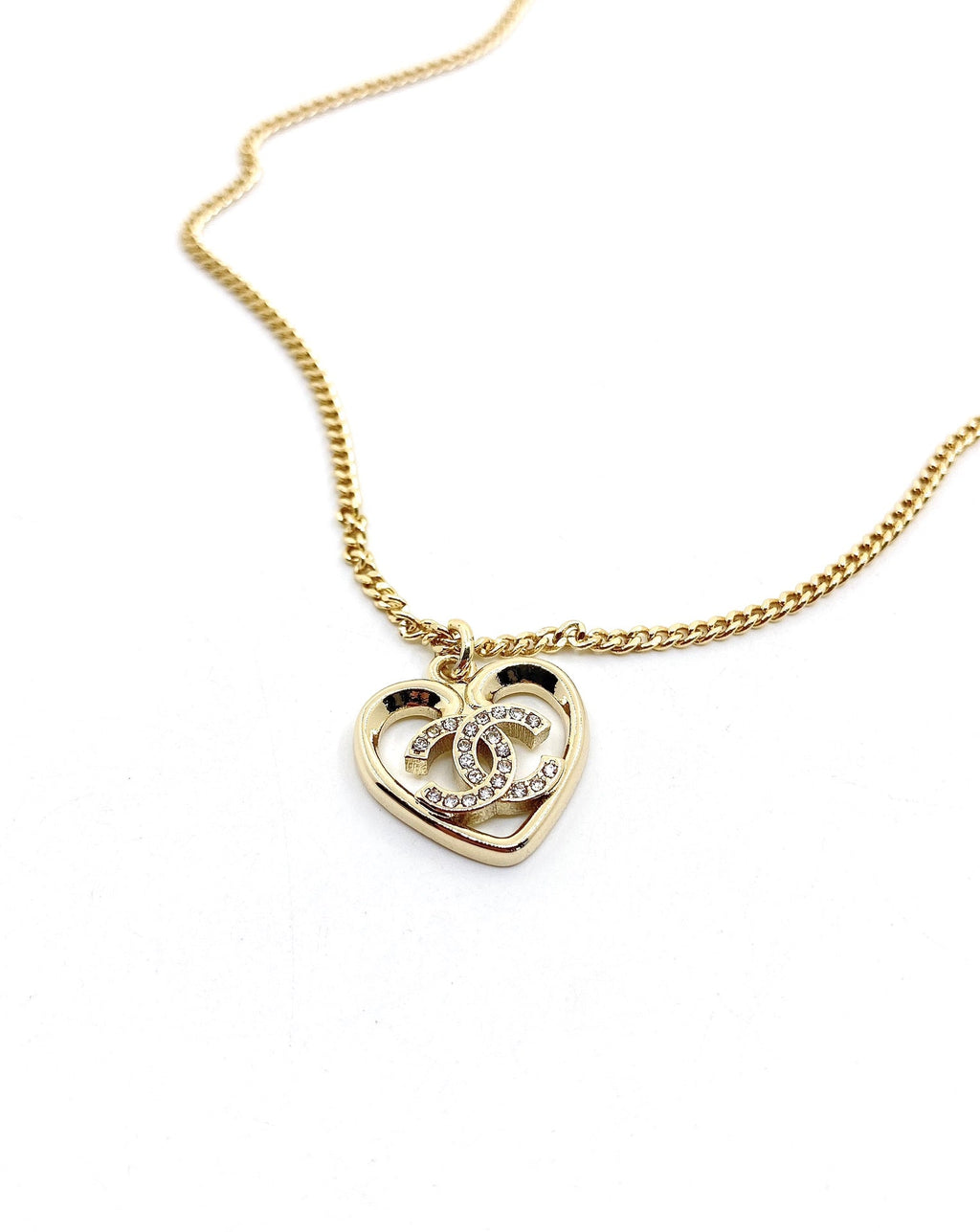 Chanel Heart Pendant Chain Necklace