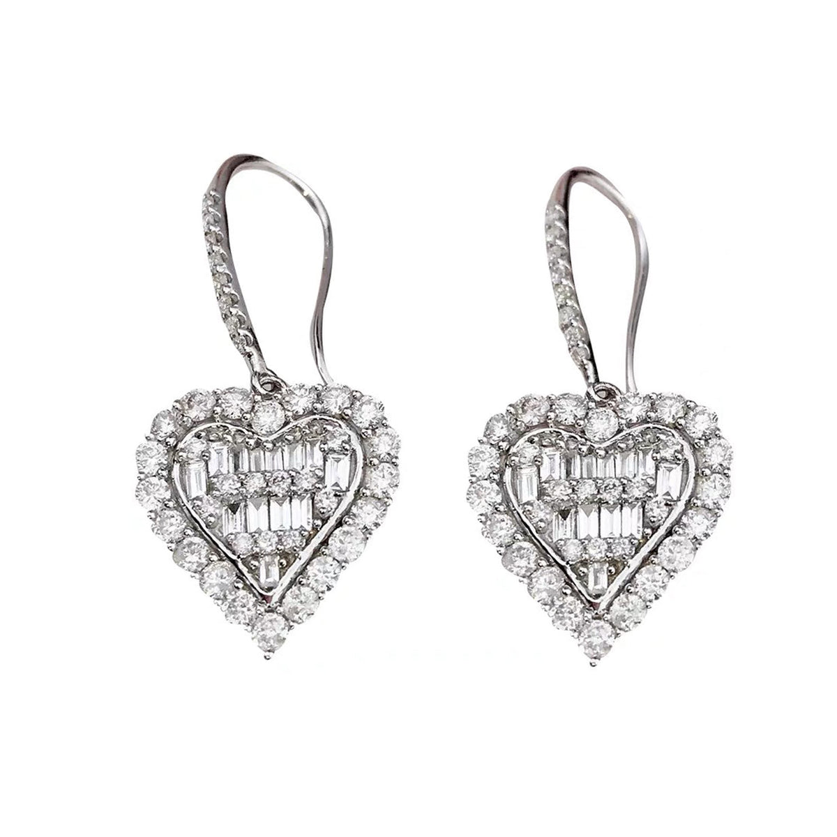 Tiffany Heart Diamond Earrings - 18K White Gold