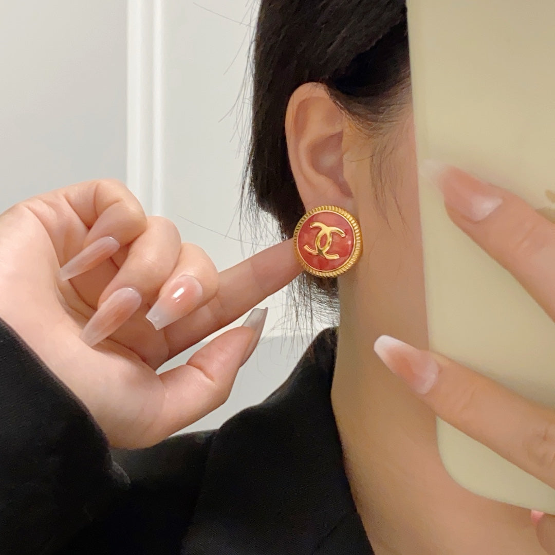 Chanel Red Earrings - 18K Yellow Gold