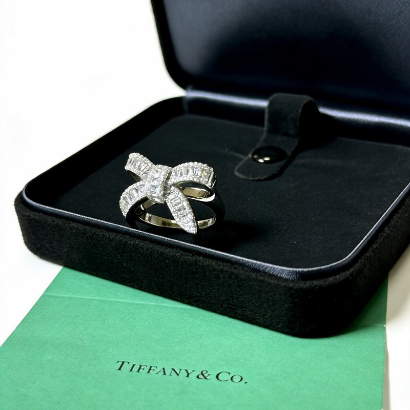 Tiffany Bow Moissanite Ring - 18K White Gold