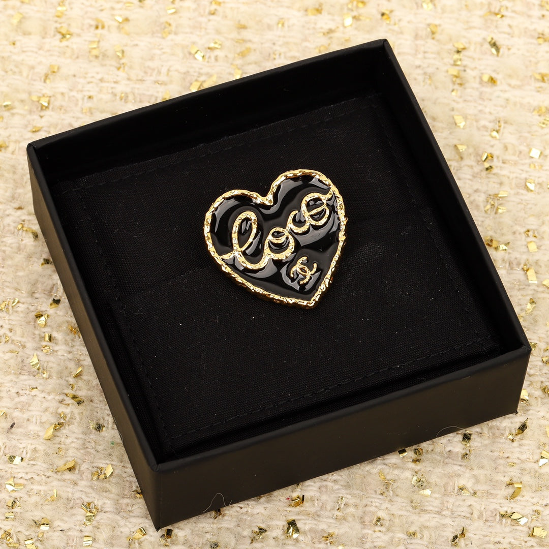 Chanel Black Heart Brooch
