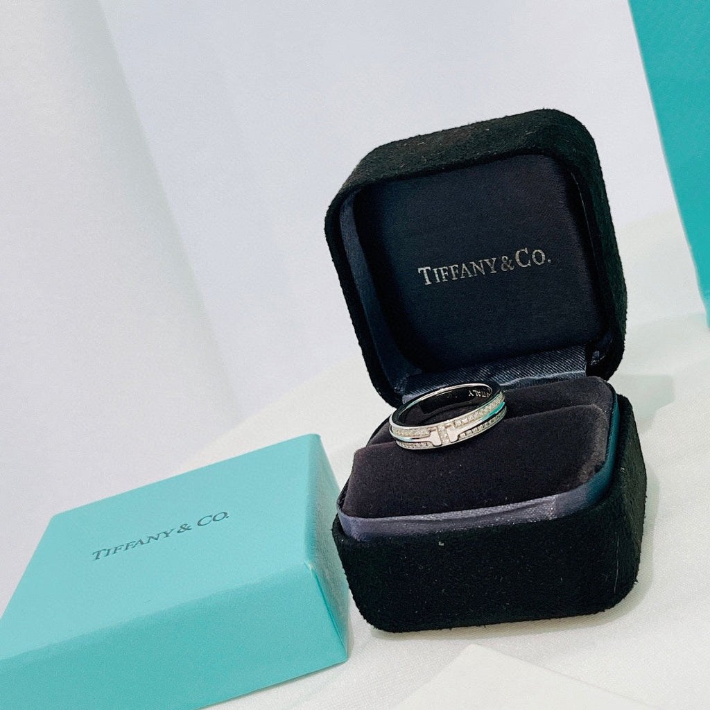 Tiffany Narrow Pave Moissanite Ring - 18K White Gold