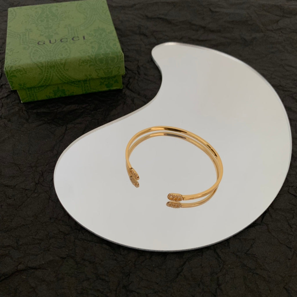 Gucci Double G Running Diamond Cuff Bracelet