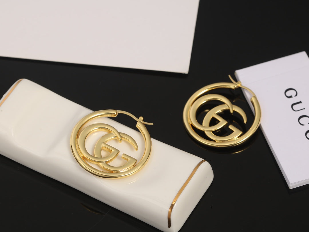 Gucci Double G Earrings - 2.5 cm Height - 18K Yellow Gold