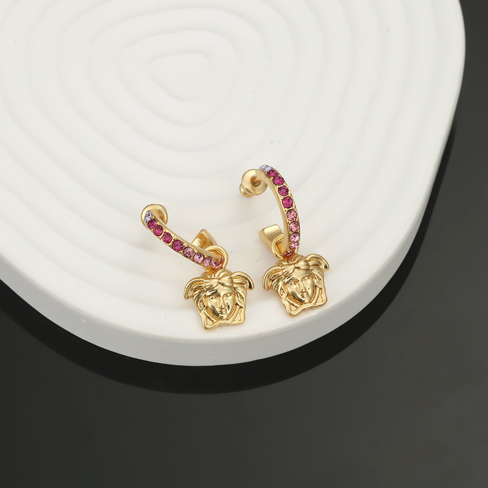 Ver Pink Crystal Earrings - 18K Yellow Gold