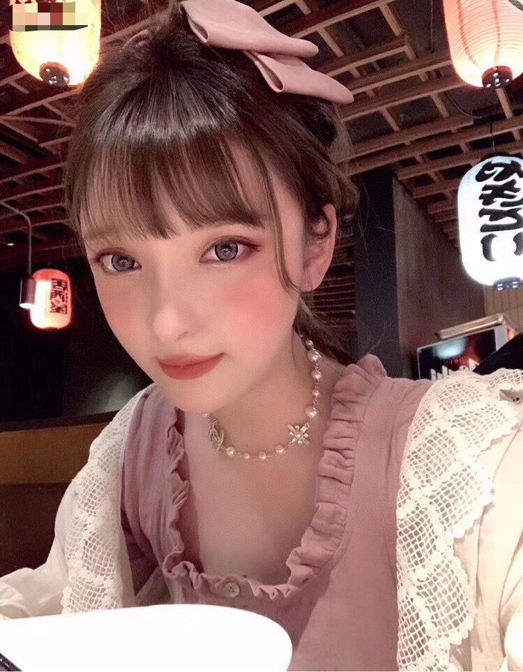 Chanel Flower Pearls Chain Necklace