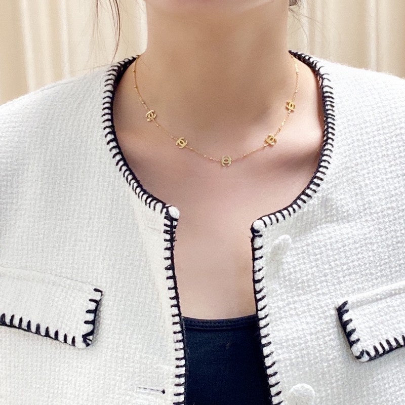 Chanel Small Logo Gold Necklace