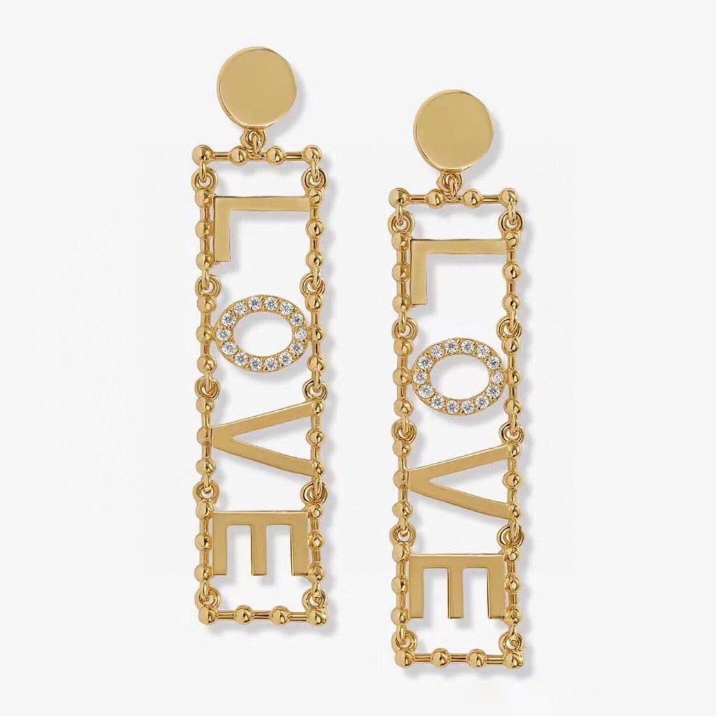 Celine Triomphe LOVE Diamond Earrings - 18K Yellow Gold