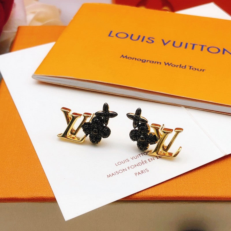 Louis Vuitton Black Blossom Earrings - 18K Yellow Gold
